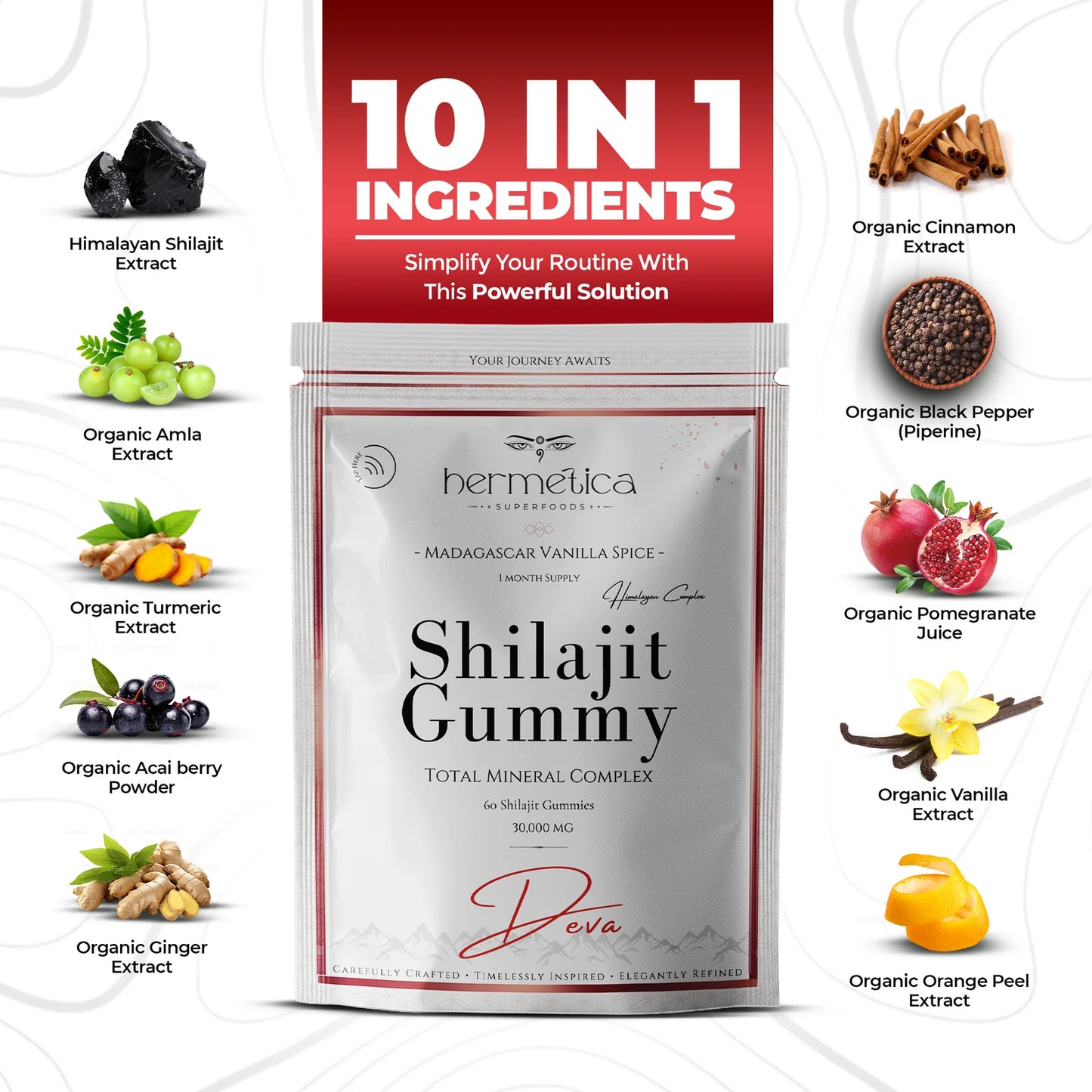 Deva Shilajit Gummy – 10-in-1 Adaptogen & Mineral Complex